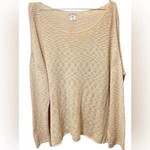 Artisan NY Nubby Boatneck Lightweight Sweater XL w/ Crochet Detail
